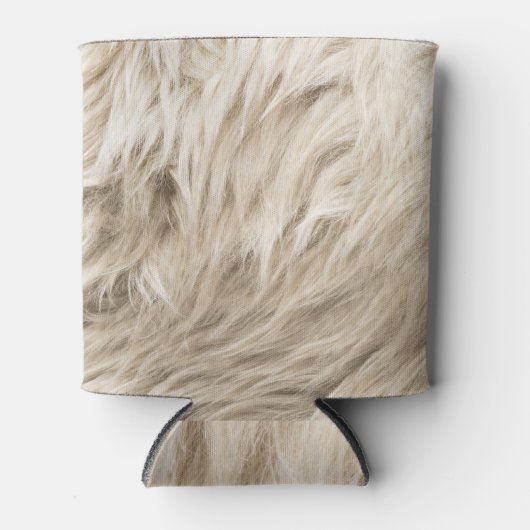 Witte wol pluizige textuur achtergrond blikjeskoeler (Voorkant)