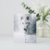 Witte wolf briefkaart (Staand voorkant)