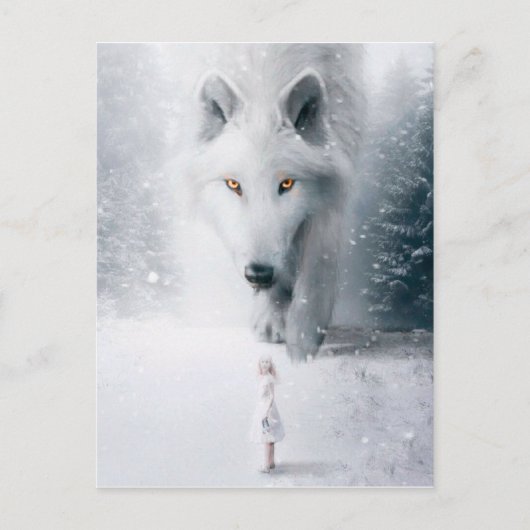 Witte wolf briefkaart (Voorkant)