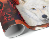 Witte Wolf Cadeaupapier (Rol Hoek)