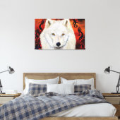 Witte Wolf Canvas Afdruk (Insitu (Slaapkamer))