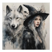 Witte wolf en heks perfect poster (Voorkant)