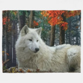 WITTE WOLF FLEECE DEKEN (Voorkant (Horizontaal))