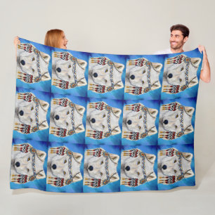 Witte Wolf Fleece Deken