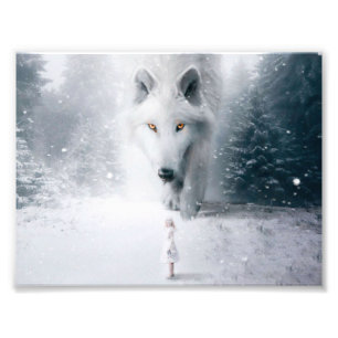 Witte wolf foto afdruk