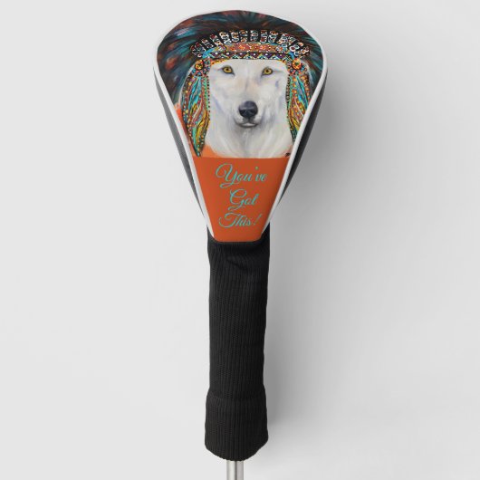Witte Wolf Golfheadcover (Voorkant)