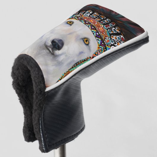Witte Wolf Golfheadcover (3/4 voorkant)