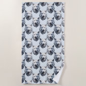 Witte Wolf Hoofd Patroon Ontwerp - Wit Strandlaken (Voorkant)