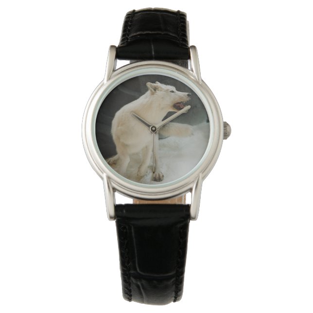 Witte wolf horloge (Voorkant)