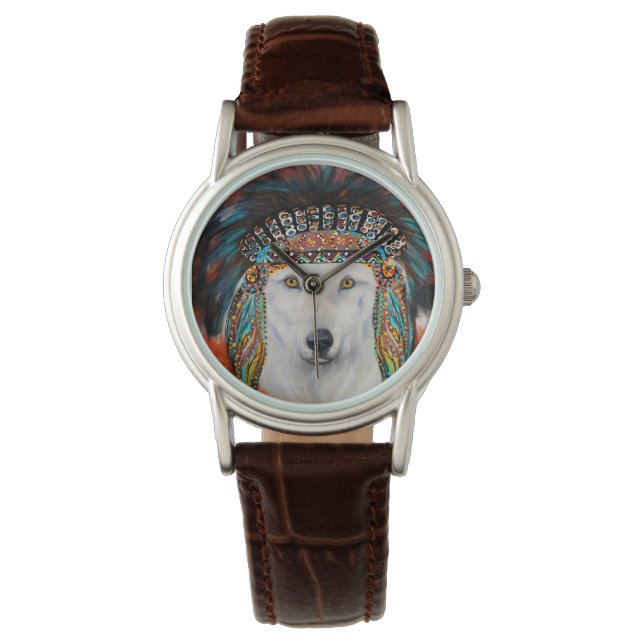 Witte Wolf Horloge (Voorkant)