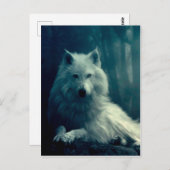 Witte wolf in het nachtbos briefkaart (Voorkant / Achterkant)