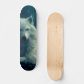 Witte wolf in het nachtbos skateboard (Voorkant)