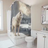 Witte wolf in Winter Douchegordijn (In situ)