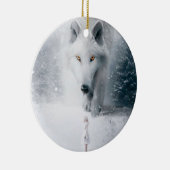 Witte wolf keramisch ornament (Rechts)