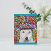 Witte Wolf Kunst Briefkaart (Staand voorkant)