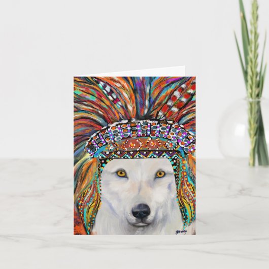 Witte Wolf Kunst Kaart (Voorkant)
