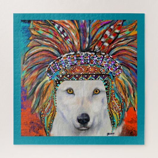 Witte Wolf Kunst Legpuzzel (Verticaal)