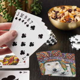Witte Wolf Kunst Pokerkaarten