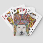 Witte Wolf Kunst Pokerkaarten (Achterkant)