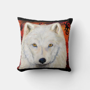 Witte Wolf Kussen