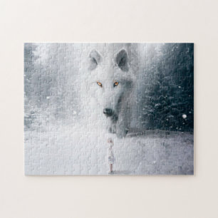 Witte wolf legpuzzel