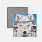 Witte Wolf Magneet (Voorkant / Achterkant)