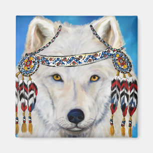 Witte Wolf Magneet