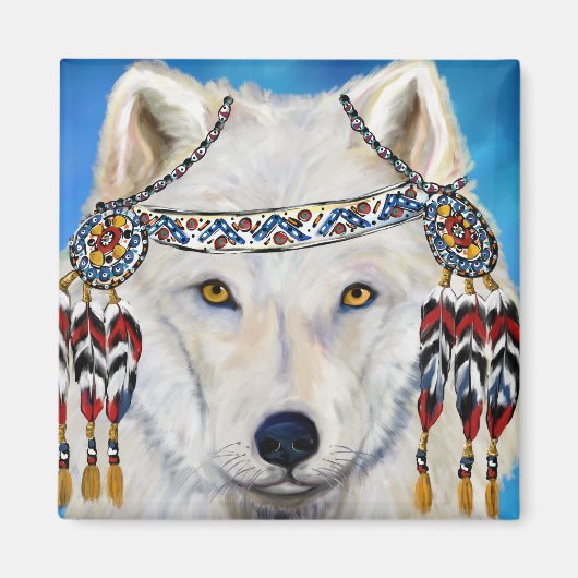 Witte Wolf Magneet (Voorkant)