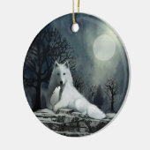 Witte Wolf met Pup Ornament (Links)