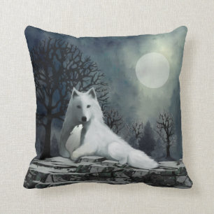 Witte wolf met Pup Pillow Kussen