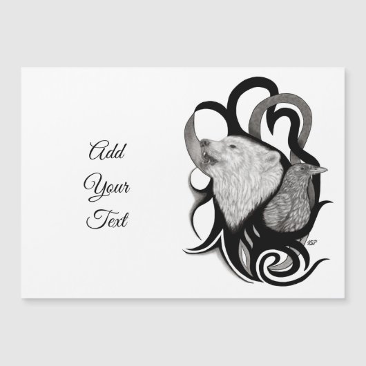 Witte Wolf met stamkunst van Raven (Voorkant)