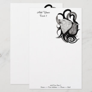Witte Wolf met stamkunst van Raven Briefpapier