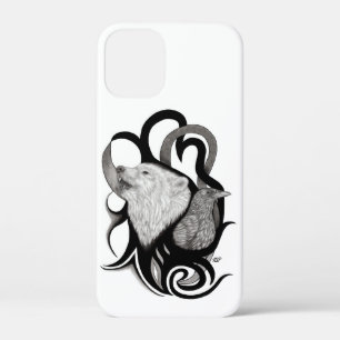 Witte Wolf met stamkunst van Raven iPhone 12 Mini Hoesje