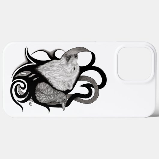 Witte Wolf met stamkunst van Raven Case-Mate iPhone Case (Achterkant (horizontaal))