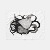 Witte Wolf met stamkunst van Raven Fleece Deken (Voorkant (Horizontaal))