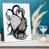 Witte Wolf met stamkunst van Raven Fotoplaat (Zijkant)