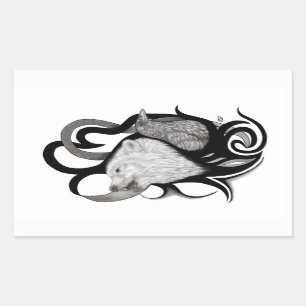 Witte Wolf met stamkunst van Raven Rechthoekige Sticker
