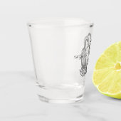 Witte Wolf met stamkunst van Raven Shot Glas (Links)