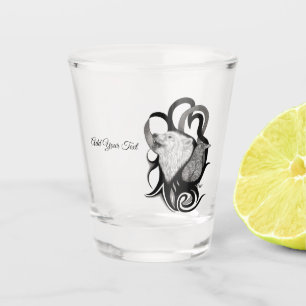 Witte Wolf met stamkunst van Raven Shot Glas