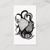 Witte Wolf met stamkunst van Raven Visitekaartje (Achterkant)