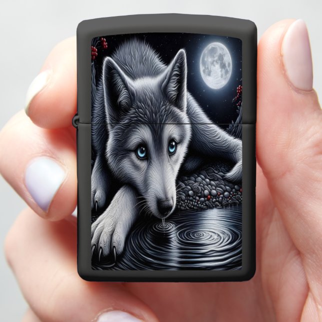 Witte wolf onder maanlicht (In Hand)
