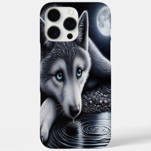 Witte wolf onder maanlicht iPhone 16 pro max hoesje