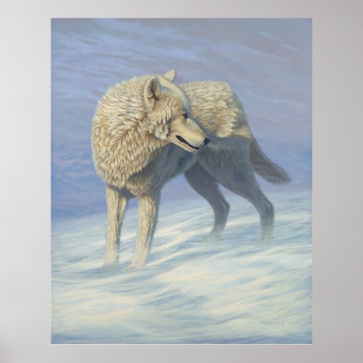 Witte Wolf Schilderij - Poster (Voorkant)