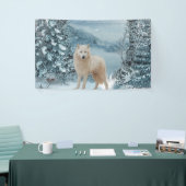 Witte wolf spandoek (Beurs)