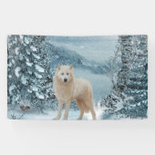 Witte wolf spandoek (Horizontaal)