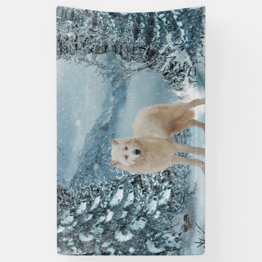 Witte wolf spandoek (Verticaal)