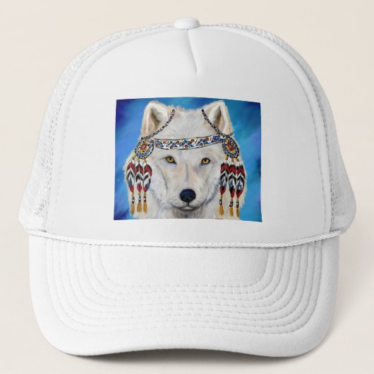 Witte Wolf Trucker Pet (Voorkant)