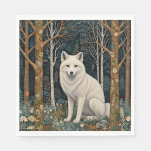 Witte wolf vintage boho bos boslandschap servet