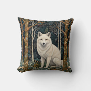 Witte wolf vintage boho bosland bos kussen