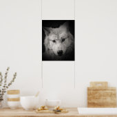 Witte Wolf Zwarte Witte Fotoposter Poster (Keuken)